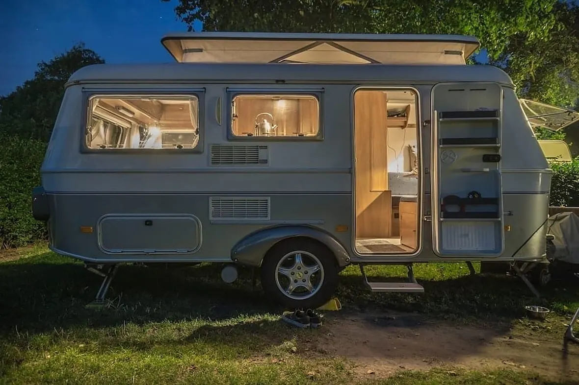 A UK used caravan for sale. Buyers should check CRiS, habitation service history, and damp records before purchase.