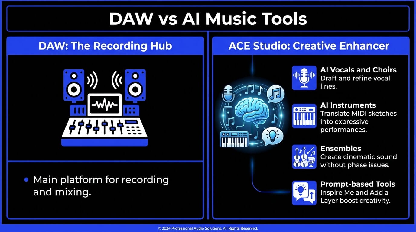 DAW vs. AI Music Tools comparison
