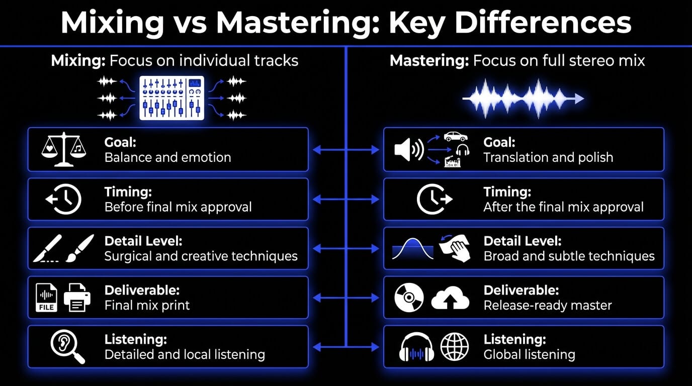 Mixing vs Mastering - key differences
