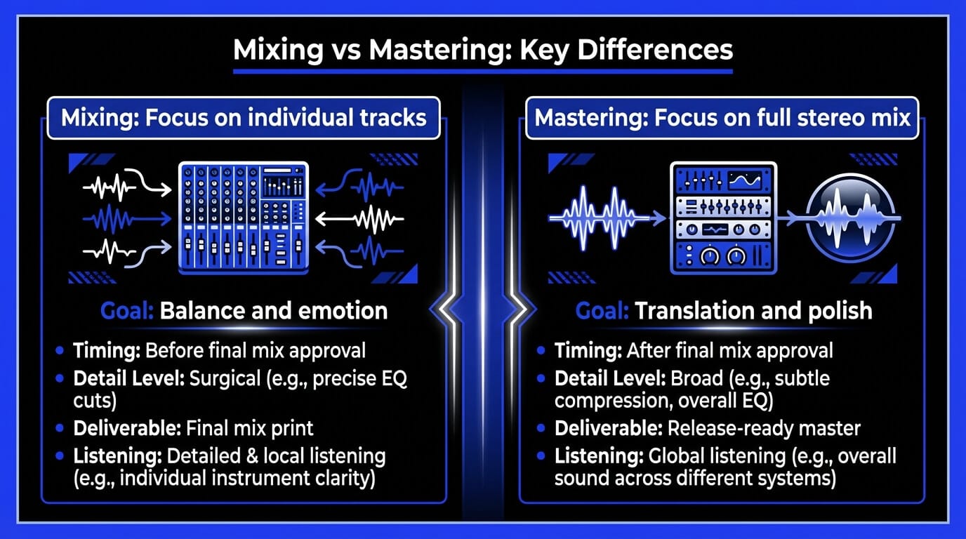 Mixing vs Mastering - key differences
