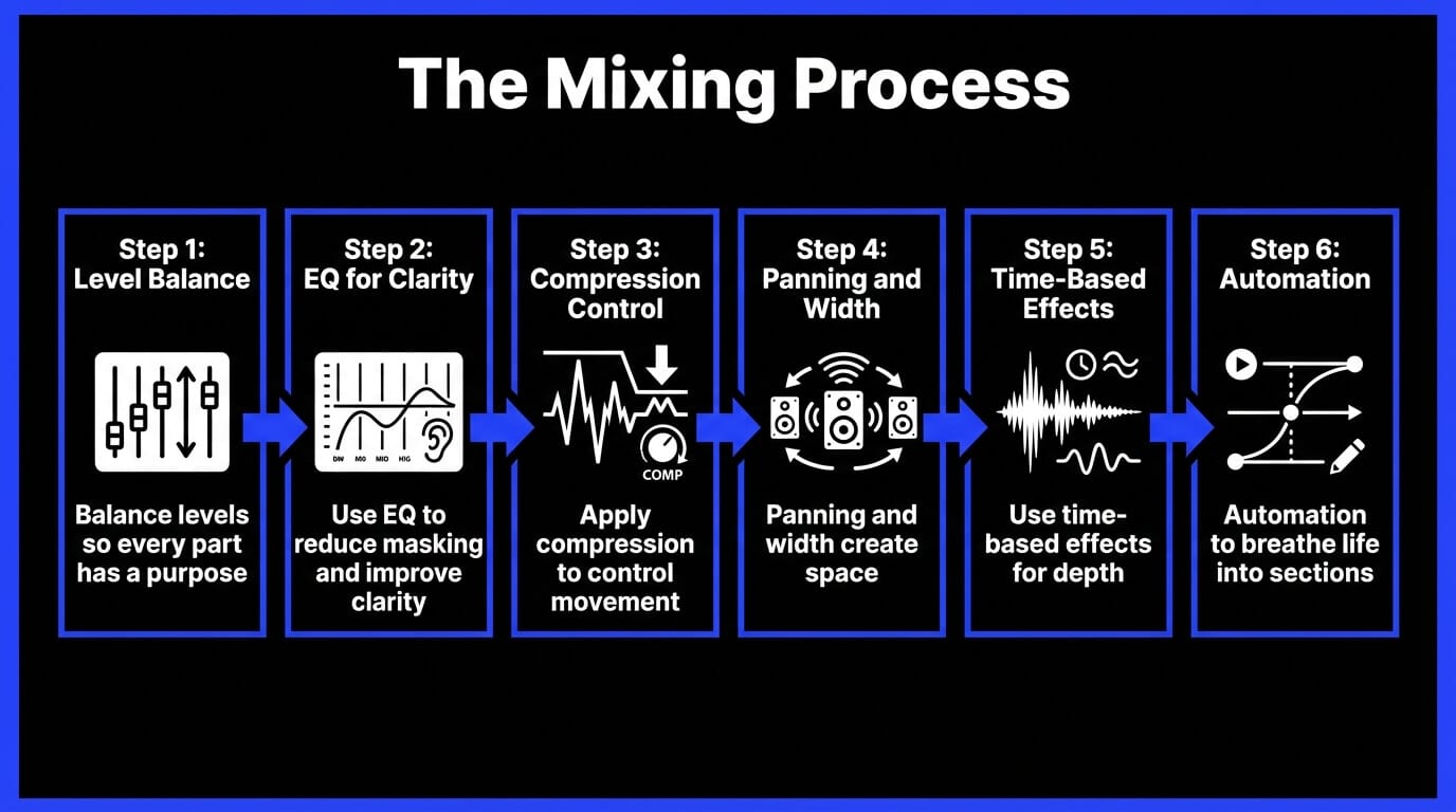 The mixing process illustrated