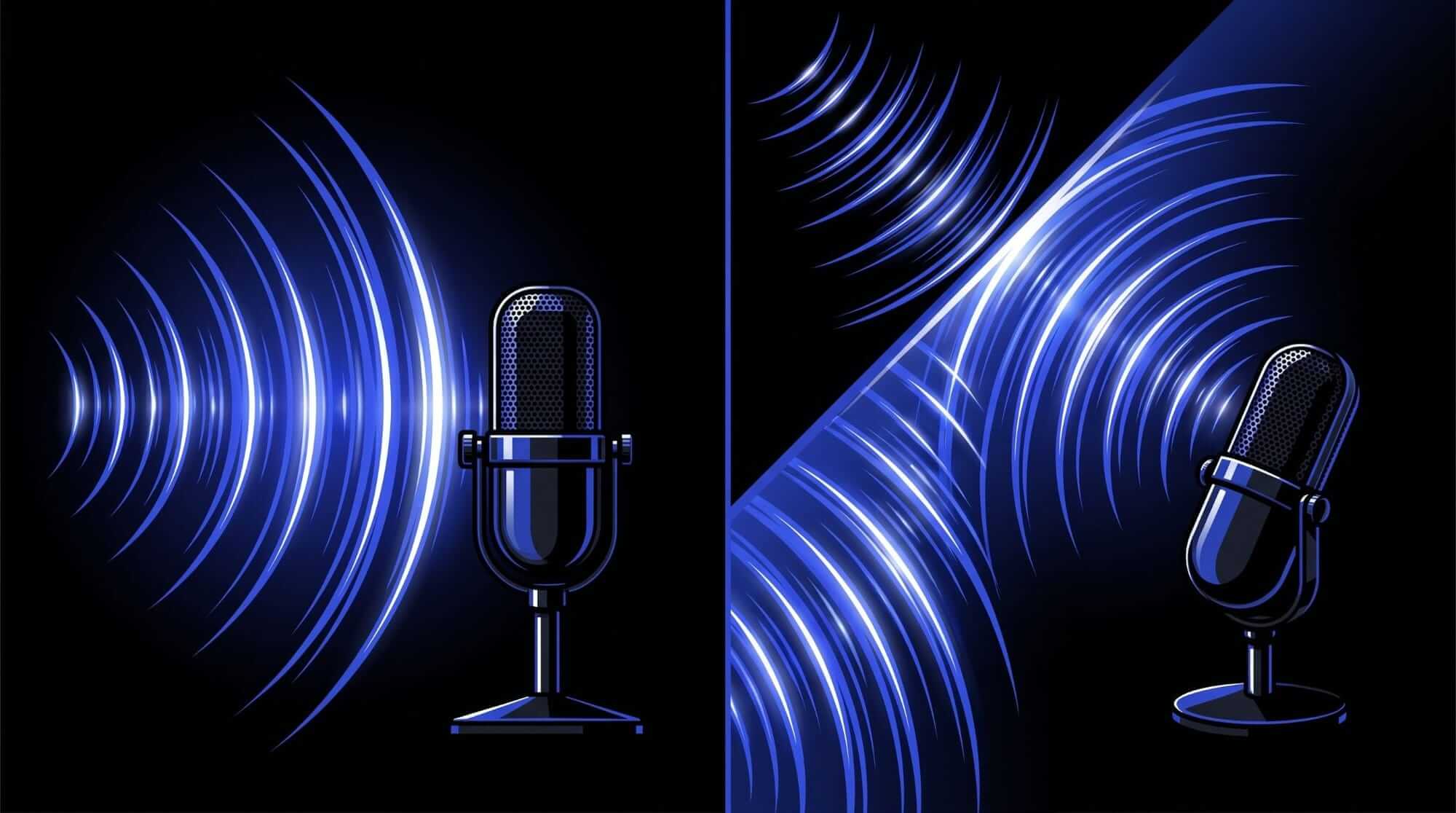 Infographic showing a pressure-gradient transducer concept with spherical sound waves, diaphragm, rear vent, acoustic resistance, and pressure difference inside a directional microphone.
