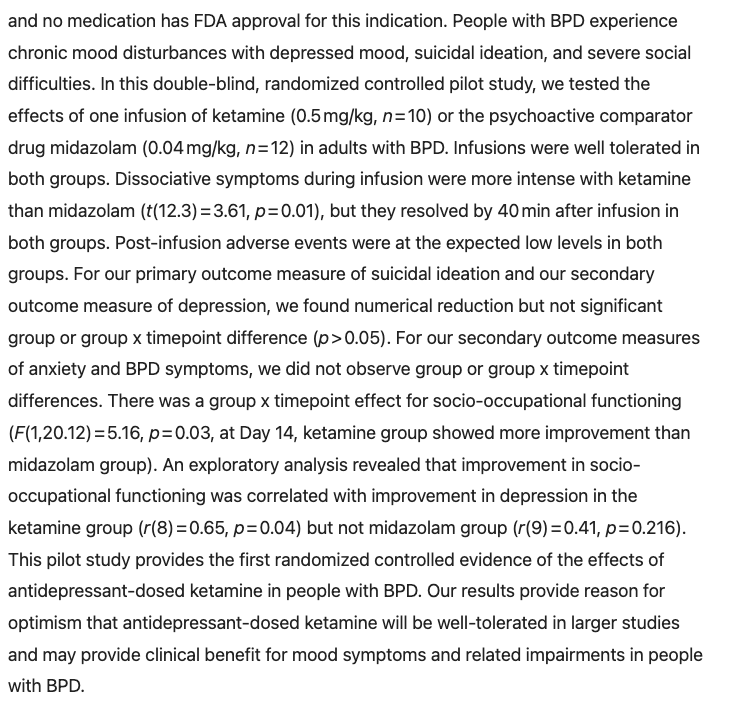 A pilot randomized controlled trial of ketamine in Borderline Personality Disorder (2023)
