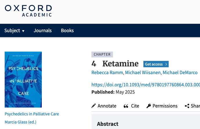 Psychedelics in Palliative Care Ch 4. Ketamine Ramm, Wiisanen & DeMarco, 2025