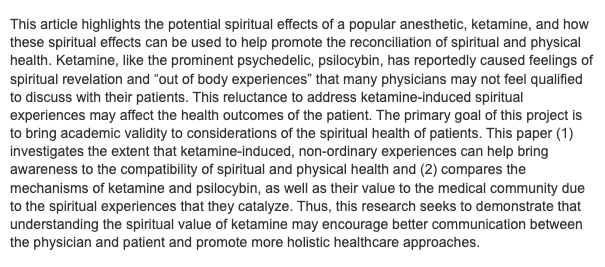 Spotlight: Ketamine's Role in Spirituality (Woods, 2021)