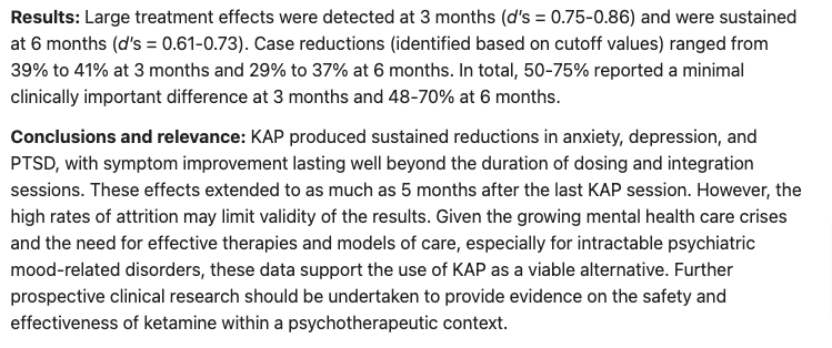 Spotlight: Ketamine-Assisted Psychotherapy Provides Lasting and Effective Results in the Treatment of Depression, Anxiety, and Post-Traumatic Stress Disorder at 3 and 6 Months: Findings from a Large Retrospective Effectiveness Study (Yermus, et al, 2024)