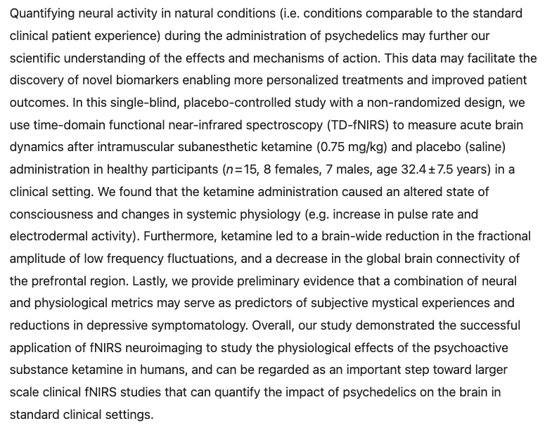 Spotlight: Measuring acute effects of subanesthetic ketamine on cerebrovascular hemodynamics in humans using TD-fNIRS (Castillo, et al, 2023)