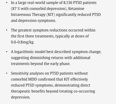 Spotlight: A retrospective analysis of ketamine intravenous therapy for post-traumatic stress disorder in real-world care settings (McInnes, et al, 2025)