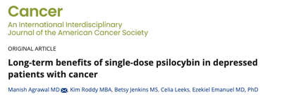 Spotlight: Long-term benefits of single-dose psilocybin in depressed patients with cancer (Agrawal, et al, 2025)