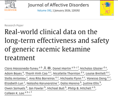 Real-world clinical data on the long-term effectiveness and safety of generic racemic ketamine treatment (Massaneda-Tuneu, et al, 2025)