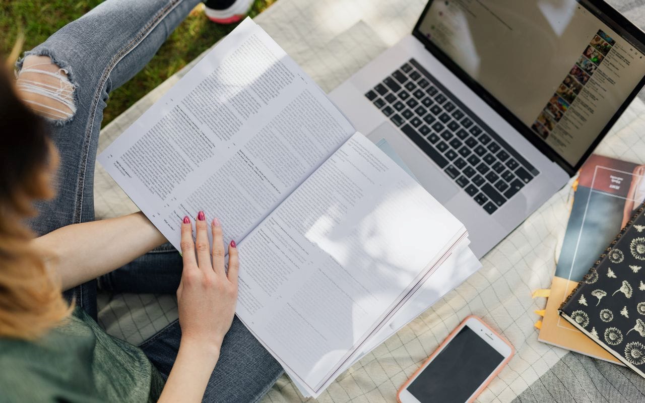 college course length girl studying with book