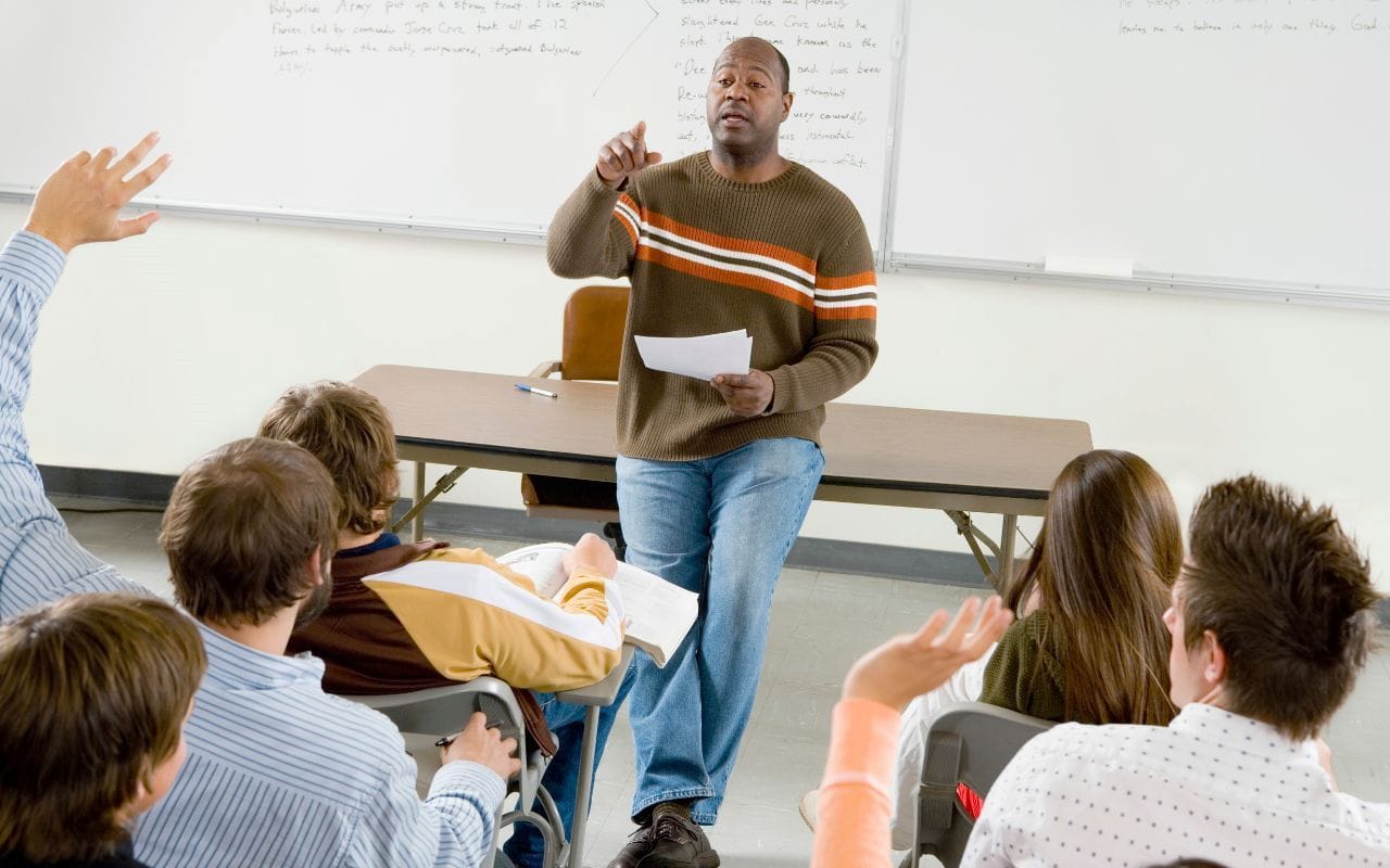 trade school professor teaching class
