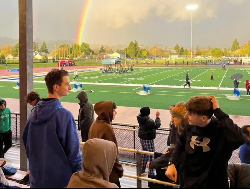students attending school sporting event