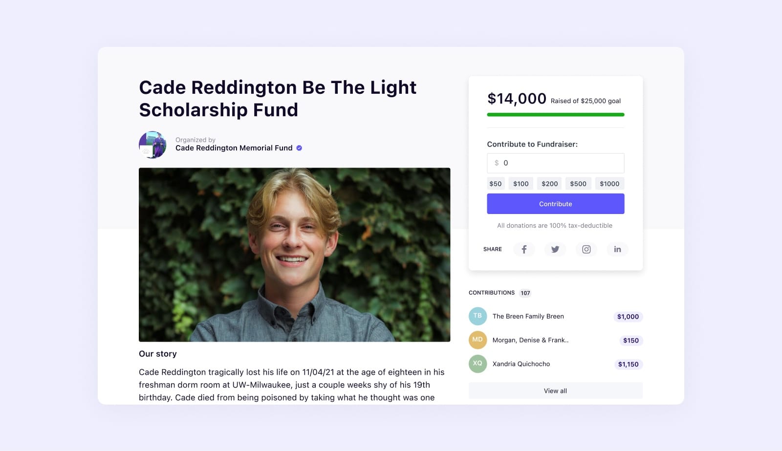 scholarship fund example