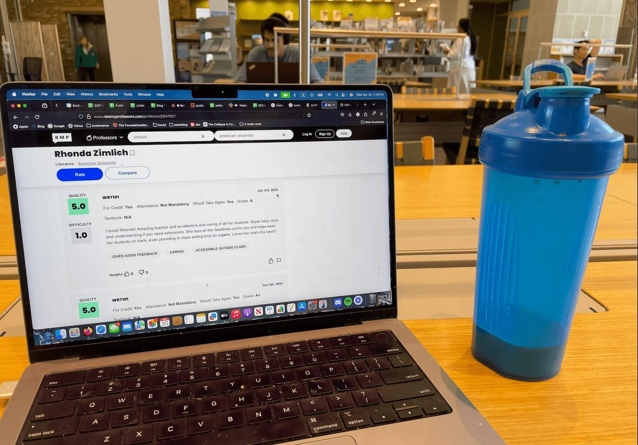 professor reviews on forums like 'rate my professor'