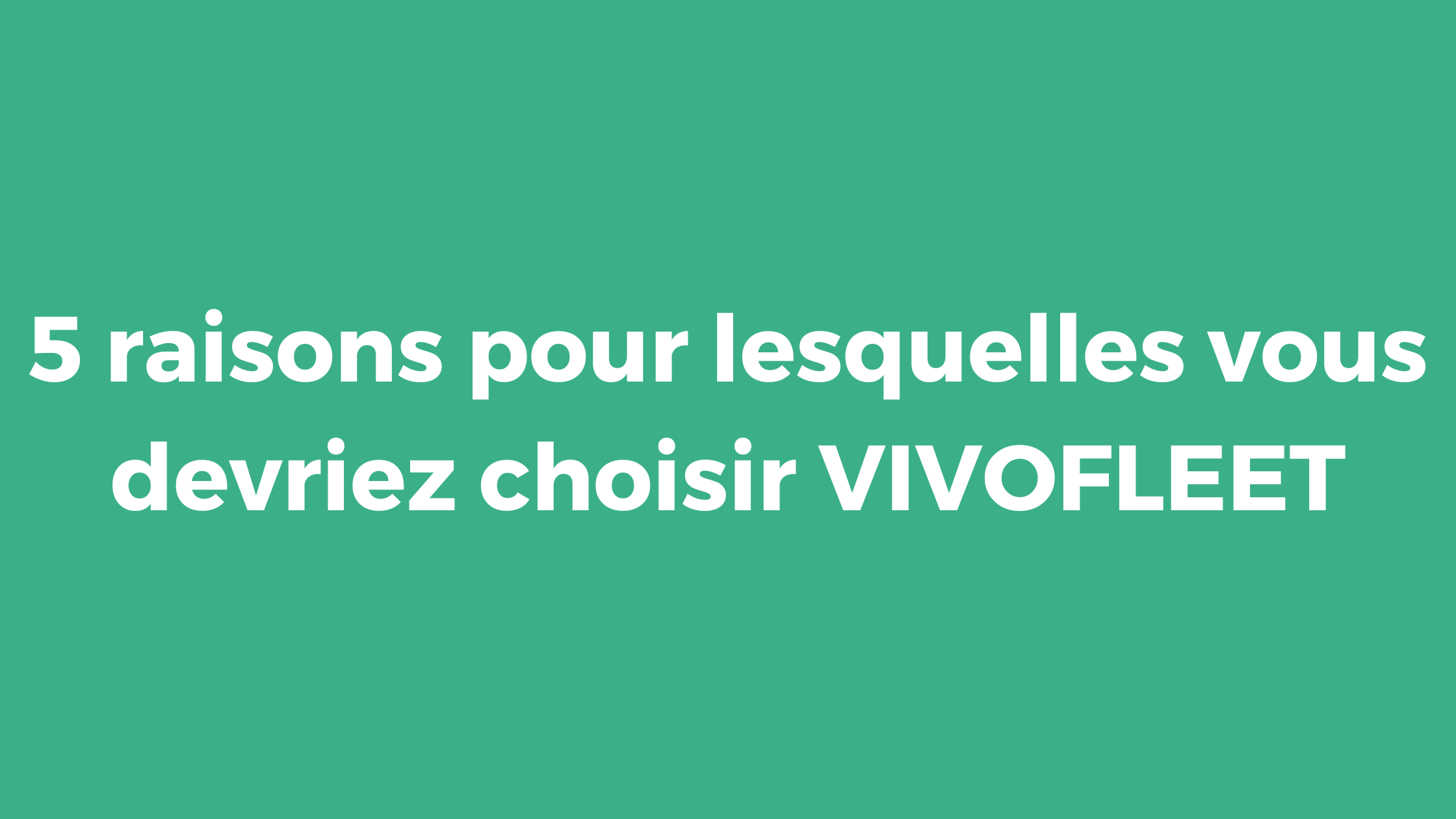 5 raisons pour lesquelles vous devriez choisir VIVOFLEET 😎
