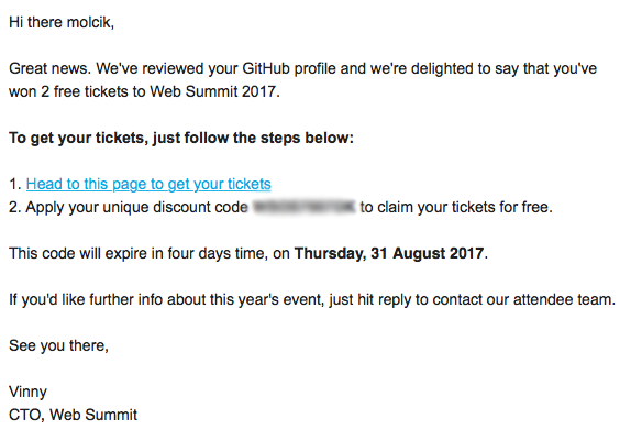 Web Summit Free Tickets