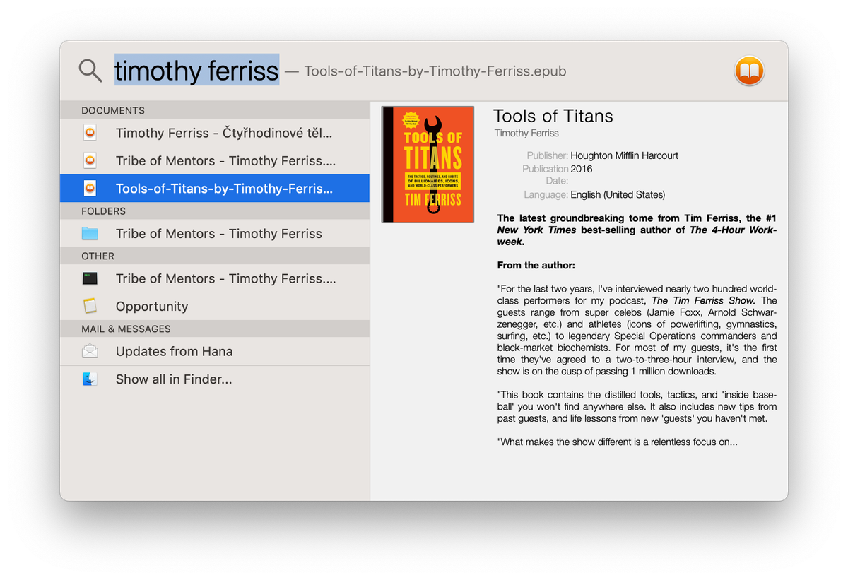 ePub spotlight plugin for Mac OS X