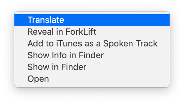 Translate Selected Text on Right Click