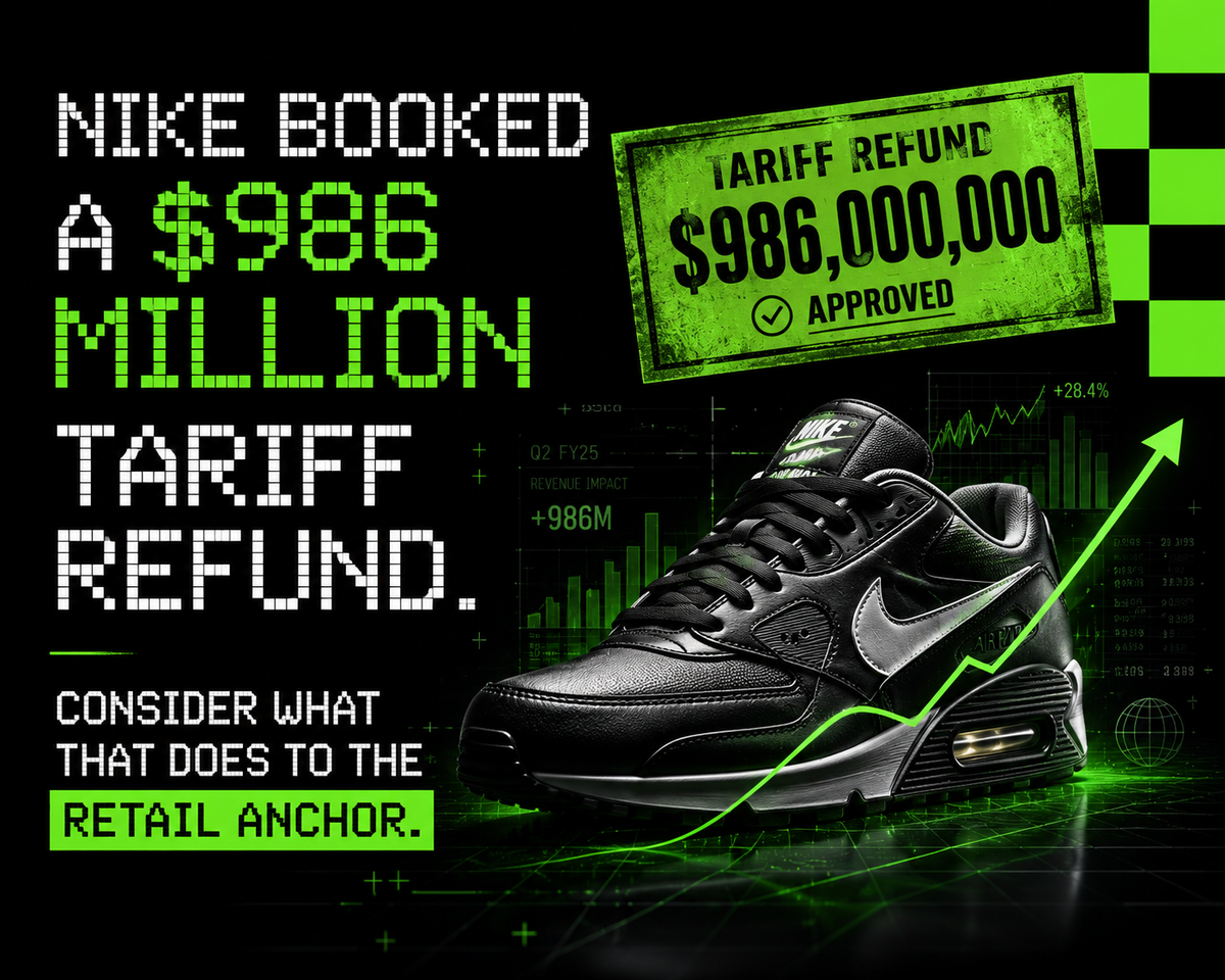 Nike Booked a $986 Million Tariff Refund. Consider What That Does to the Retail Anchor.