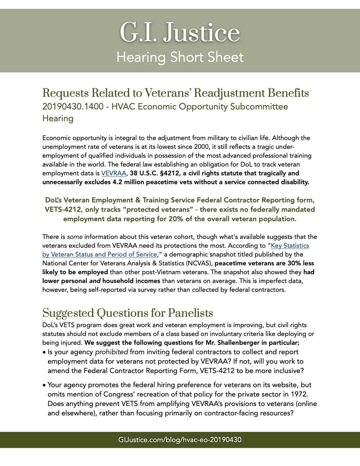 Requests Related to Veterans’ Readjustment Benefits