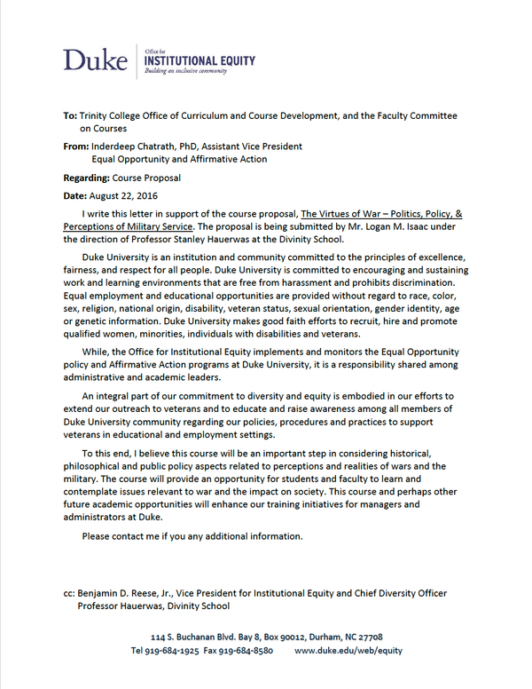 ✉️ OIE VoW Endorsement