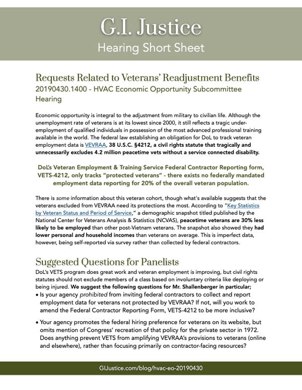 Requests Related to Veterans’ Readjustment Benefits