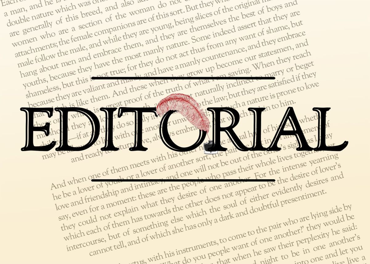 Text: "Editorial" in fancy text.