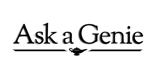 "Ask a Genie" in bold text over a seemingly-innocous cartoon lamp.