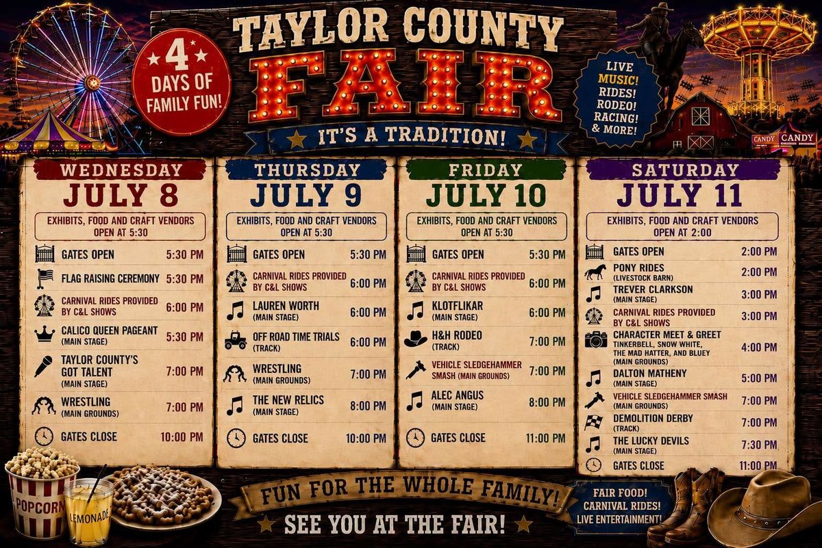 Taylor County Fair Returns July 8-11 with Four Days of Family Fun