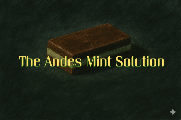 Painterly illustration of a single Andes Mint with the phrase “The Andes Mint Solution” overlaid.