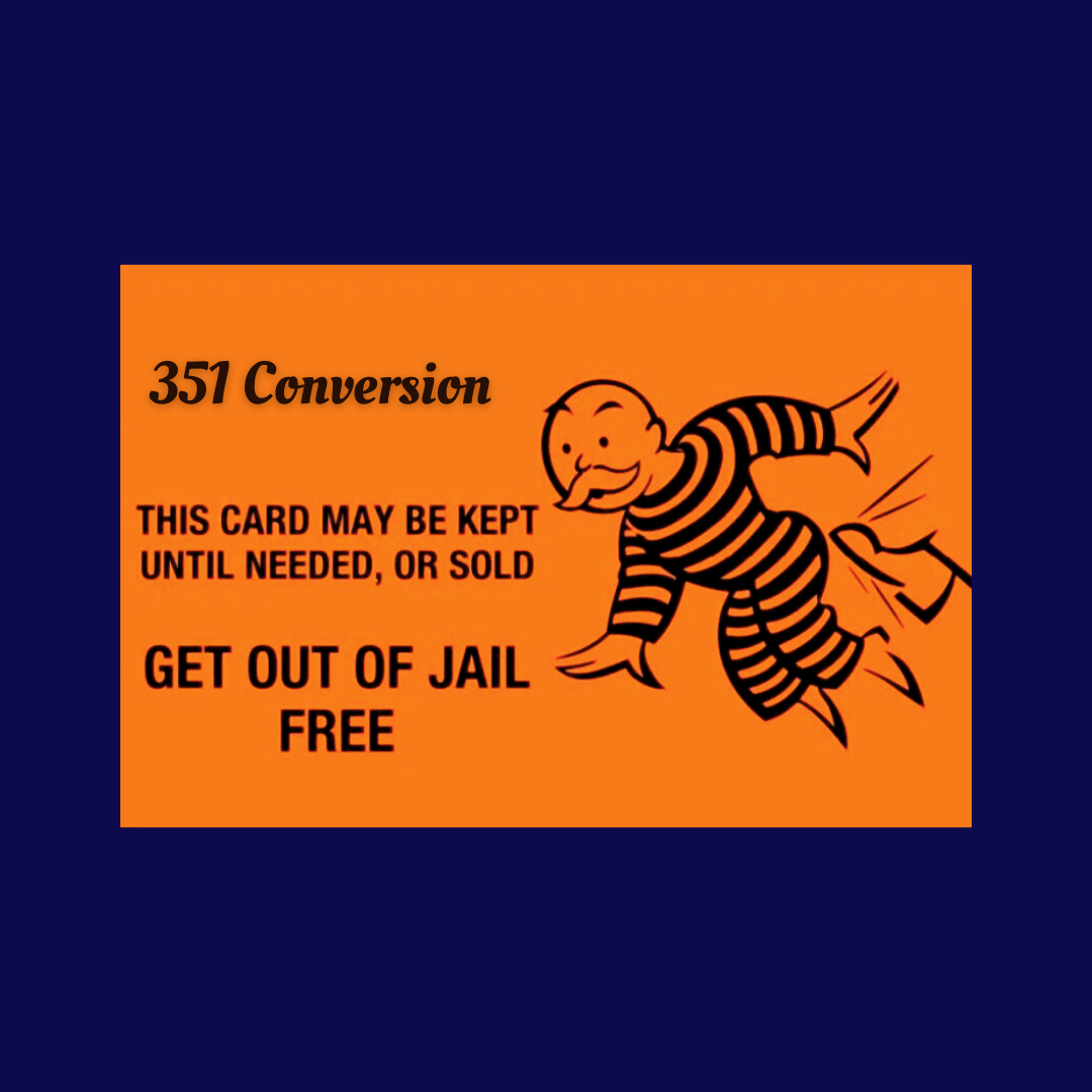 Graphic on Section 351 conversions letting locked-up SMAs roll into ETFs in-kind without realizing gains