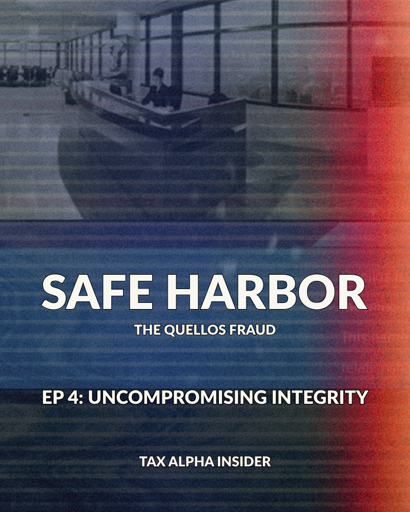 Cartoon dramatizing the Quellos POINT tax shelter case and its fabricated multibillion-dollar loss transactions