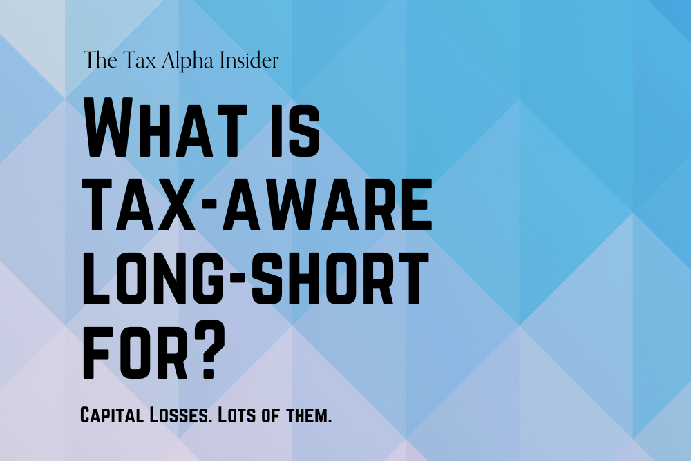 Cartoon framing tax-aware long/short strategies as engines built to generate large volumes of capital losses