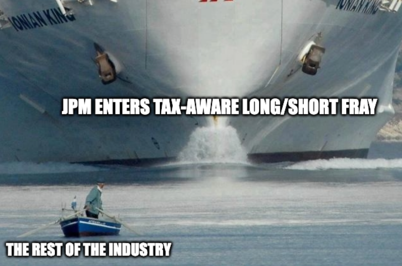 Cartoon on a large portfolio manager adding a tax-aware long/short private fund