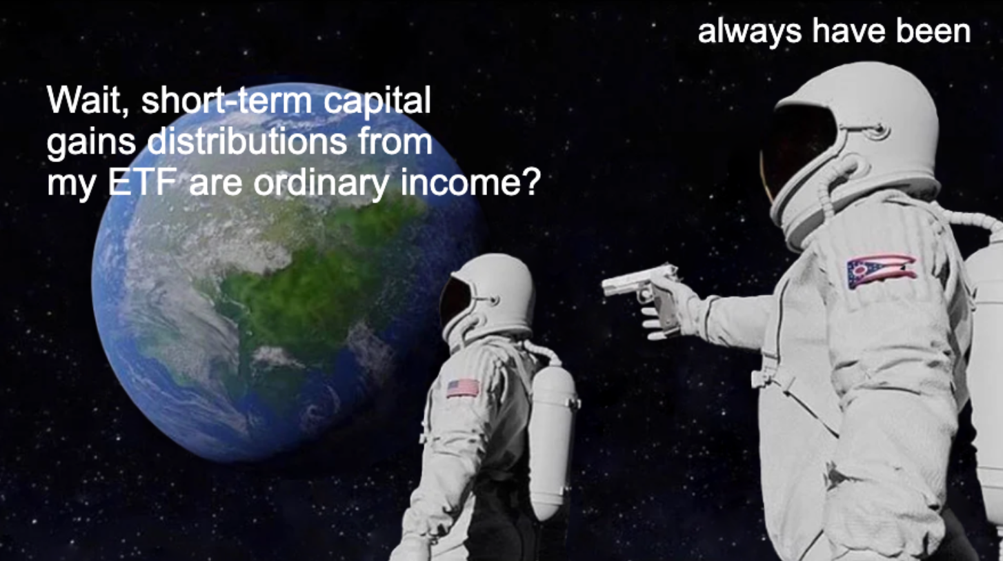 Cartoon showing 1256 futures gains degrading from capital to ordinary income once held inside a RIC wrapper