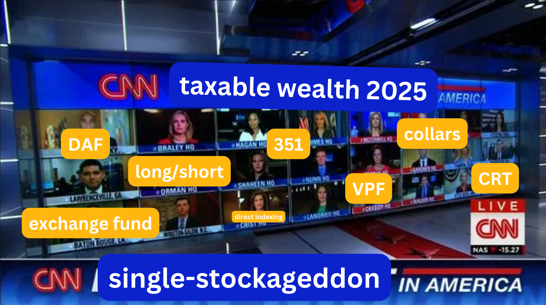 Cartoon recapping a seven-expert panel on managing concentrated single-stock risk