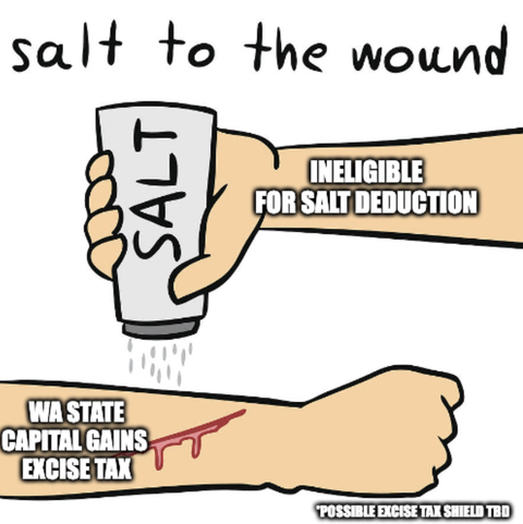 Cartoon riffing on Washington State's unusual capital gains excise tax and its federal SALT deduction angle