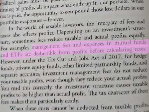 Cartoon contrasting ETF fees paid pre-tax against non-deductible post-tax separate account fees under the TCJA