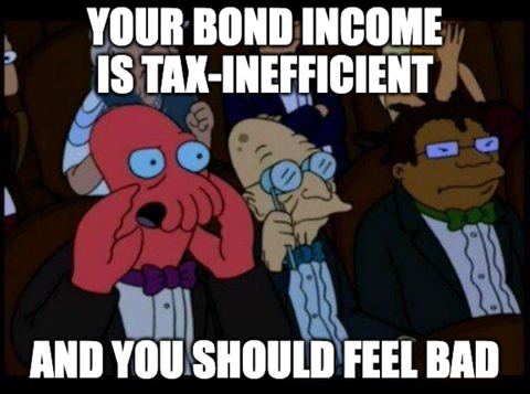Cartoon on no-income bond ETFs that defer tax by making zero distributions until sale