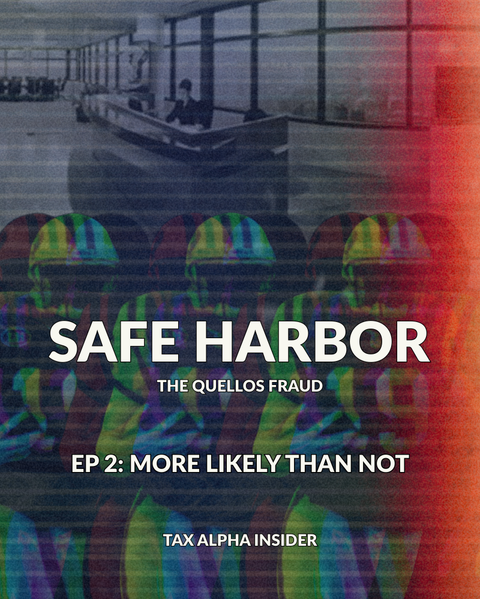 Safe Harbor episode graphic on the More Likely Than Not tax opinion standard behind the Jets sale
