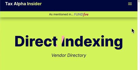 Cartoon on a consolidated direct indexing vendor directory delivering tax efficiency on tap