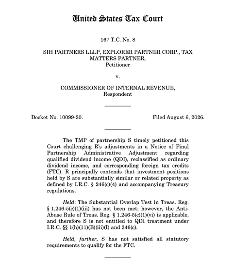 SIH Partners annotated Tax Court opinion