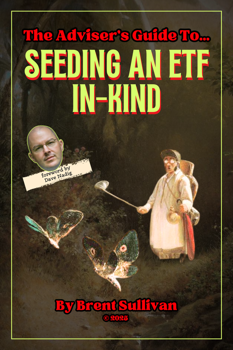 Cartoon comparing seeding an ETF in-kind with exchange funds, CRUTs, and tax-aware long/short alternatives