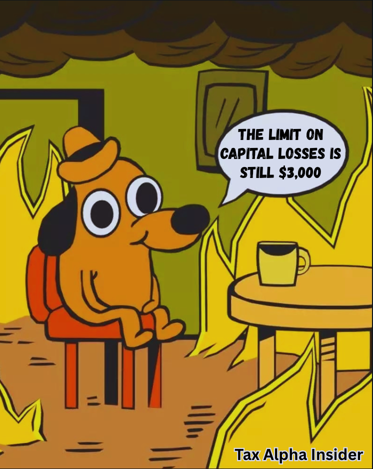 Cartoon of ChatGPT hallucinating an OBBB change to the $3,000 capital loss limit that never happened