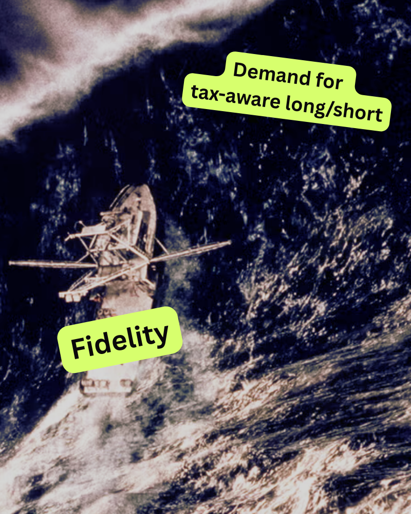 Cartoon on Fidelity pausing new tax-aware long/short account onboarding into mid-January 2026