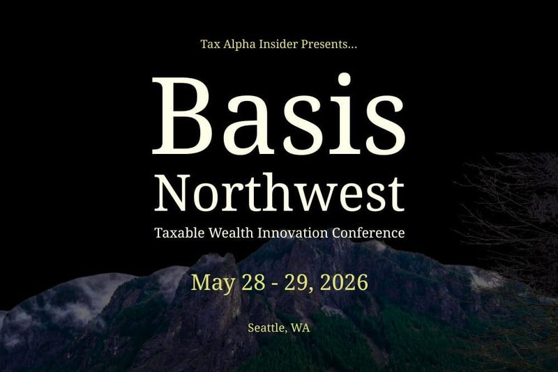 Cartoon announcing Basis Northwest 2026 dates for the Seattle taxable wealth innovation conference