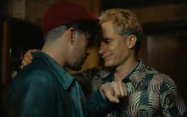 Gael García Bernal and Bad Bunny share a passionate kiss in Cassandro clip