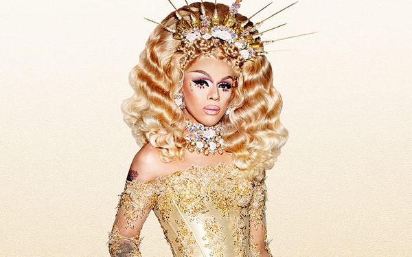 Eek! Drag Race star Aja falls off the stage during performance – watch