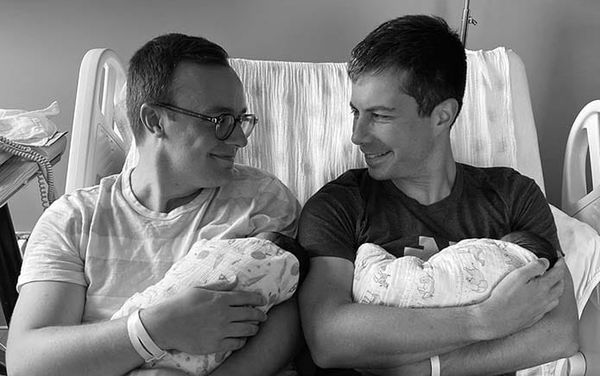 Pete and Chasten Buttigieg celebrate birth of first children together